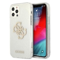 Guess case for iPhone 12 Pro Max 6,7" GUHCP12LPCUGL4GTR transparent hard case Glitter 4G Big Logo cena un informācija | Telefonu vāciņi, maciņi | 220.lv