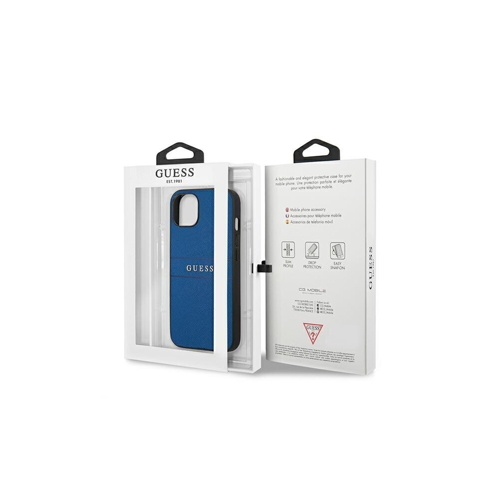 Guess case for iPhone 13 Mini 5,4'' GUHCP13SPSASBBL blue Saffiano Strap cena un informācija | Telefonu vāciņi, maciņi | 220.lv