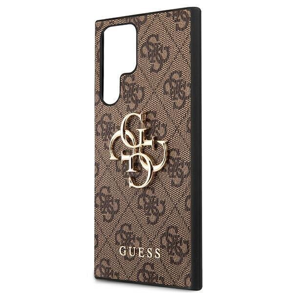 Guess case for Samsung Galaxy S22 Ultra GUHCS22L4GMGBR hard case brown 4G Big Metal Logo cena un informācija | Telefonu vāciņi, maciņi | 220.lv