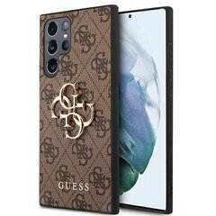 Guess case for Samsung Galaxy S22 Ultra GUHCS22L4GMGBR hard case brown 4G Big Metal Logo cena un informācija | Telefonu vāciņi, maciņi | 220.lv