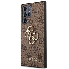 Guess case for Samsung Galaxy S22 Ultra GUHCS22L4GMGBR hard case brown 4G Big Metal Logo cena un informācija | Telefonu vāciņi, maciņi | 220.lv