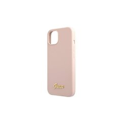 Guess case for iPhone 13 Pro / 13 6,1" GUHMP13LLSLMGLP light pink hard case Silicone Script Gold Logo Magsafe цена и информация | Чехлы для телефонов | 220.lv