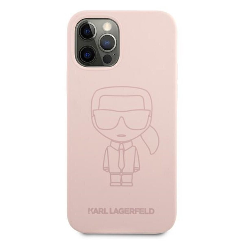 Karl Lagerfeld case for iPhone 12 Mini 5,4" KLHCP12SSILTTPI pink hard case Silicone Iconic Outline cena un informācija | Telefonu vāciņi, maciņi | 220.lv