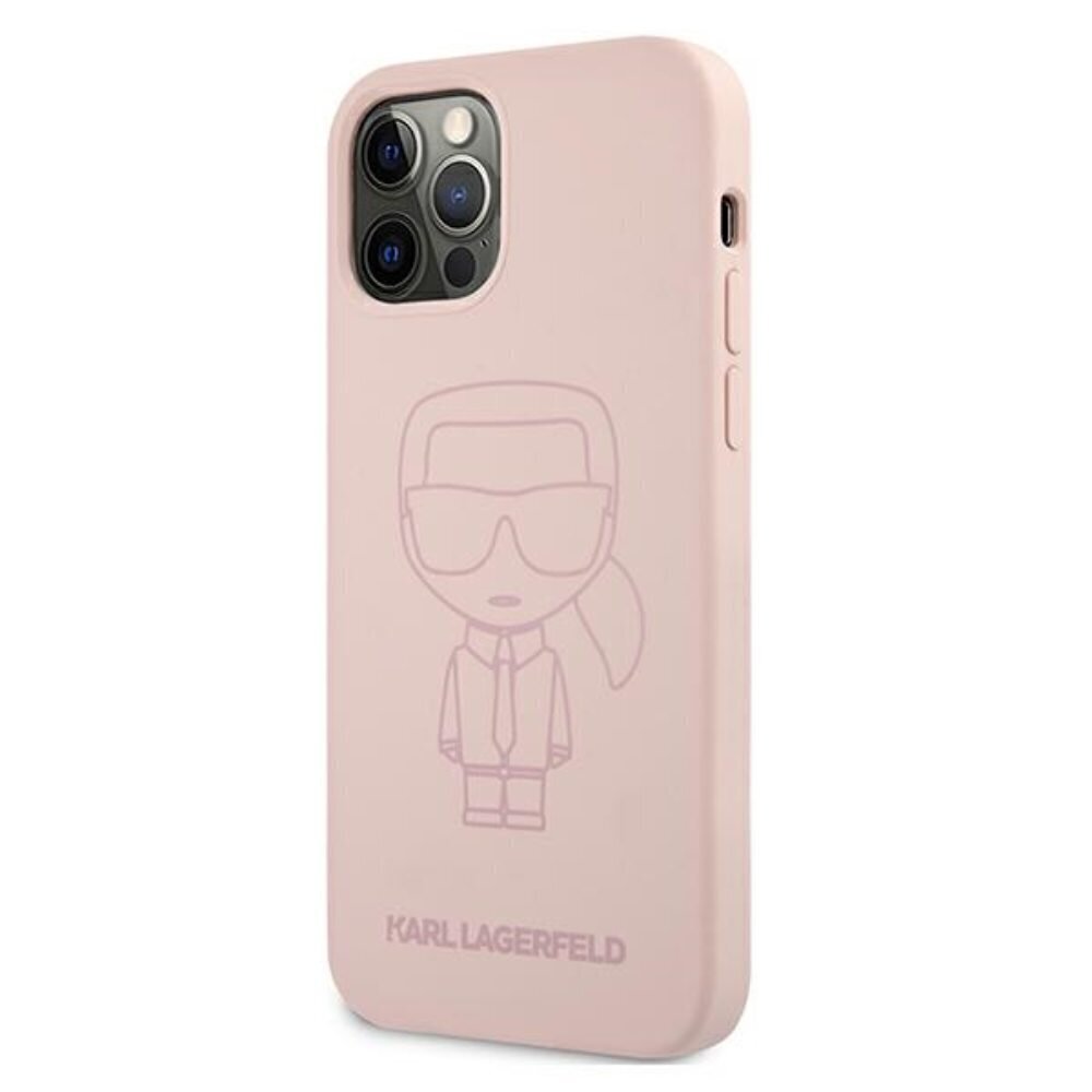 Karl Lagerfeld case for iPhone 12 Mini 5,4" KLHCP12SSILTTPI pink hard case Silicone Iconic Outline cena un informācija | Telefonu vāciņi, maciņi | 220.lv