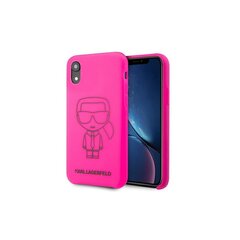 Karl Lagerfeld case for iPhone XR KLHCI61SILFLPI hard case pink Silicone Iconic Neon Outline cena un informācija | Telefonu vāciņi, maciņi | 220.lv