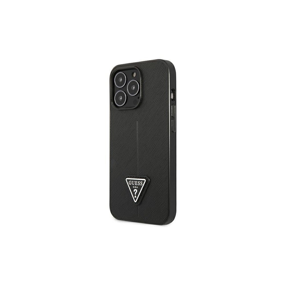 Guess case for iPhone 13 Pro / 13 6,1" GUHCP13LPSATLK black hard case Saffiano Triangle Logo cena un informācija | Telefonu vāciņi, maciņi | 220.lv