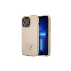 Guess case for iPhone 13 Pro Max 6,7" GUHCP13XPSATLE beige hard case Saffiano Triangle Logo cena un informācija | Telefonu vāciņi, maciņi | 220.lv