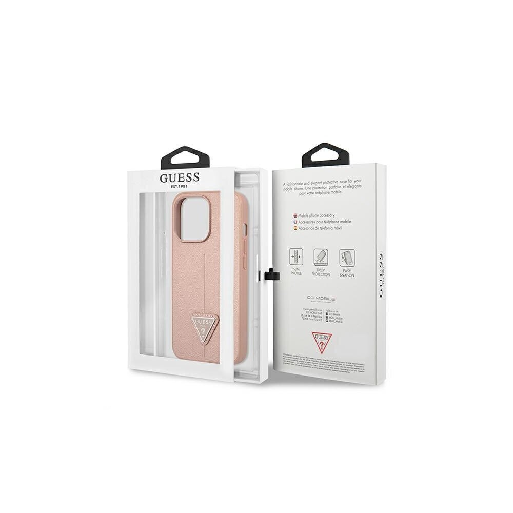 Guess case for iPhone 13 Pro / 13 6,1" GUHCP13LPSATLP pink hard case Saffiano Triangle Logo цена и информация | Telefonu vāciņi, maciņi | 220.lv