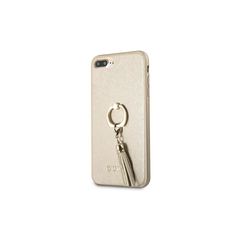 Guess case for iPhone 7 Plus / 8 Plus GUHCI8LRSSABE beige hard case Saffiano with ring stand цена и информация | Telefonu vāciņi, maciņi | 220.lv