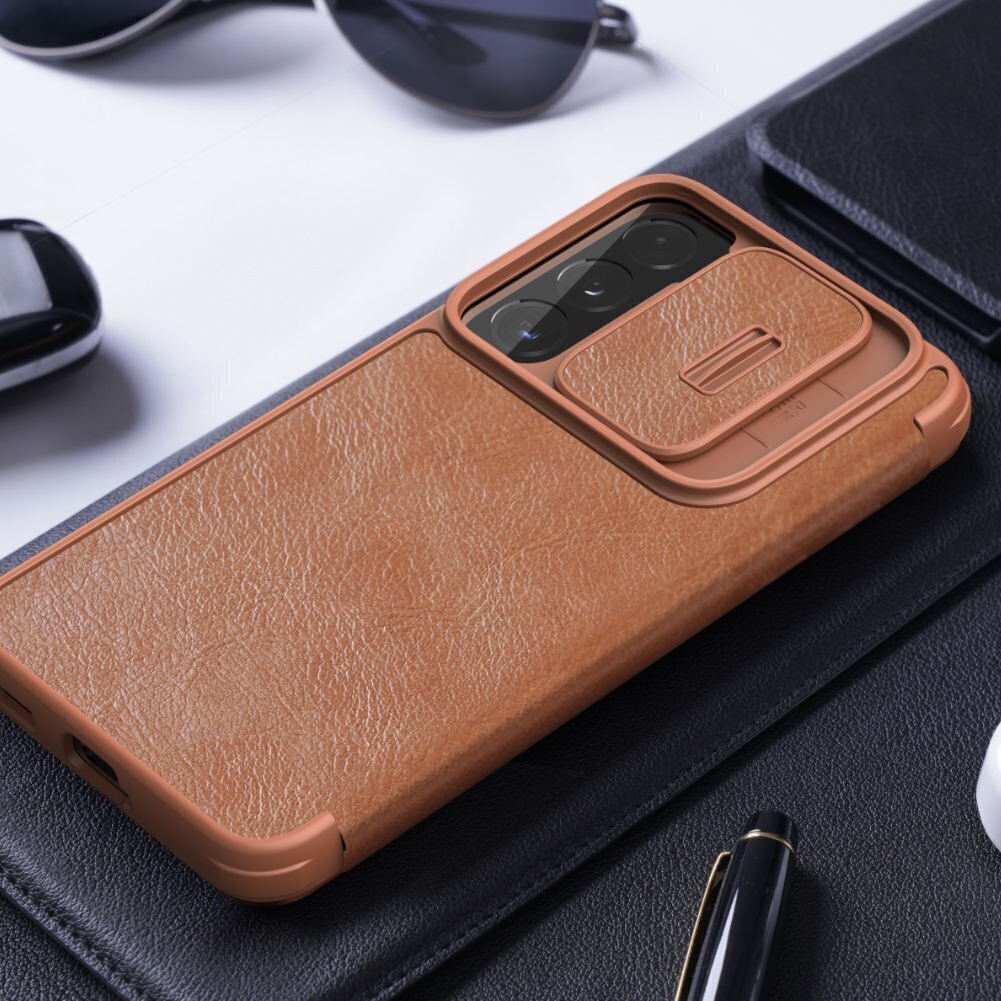 Nillkin Qin Book PRO Case for Samsung Galaxy S22 Brown цена и информация | Telefonu vāciņi, maciņi | 220.lv