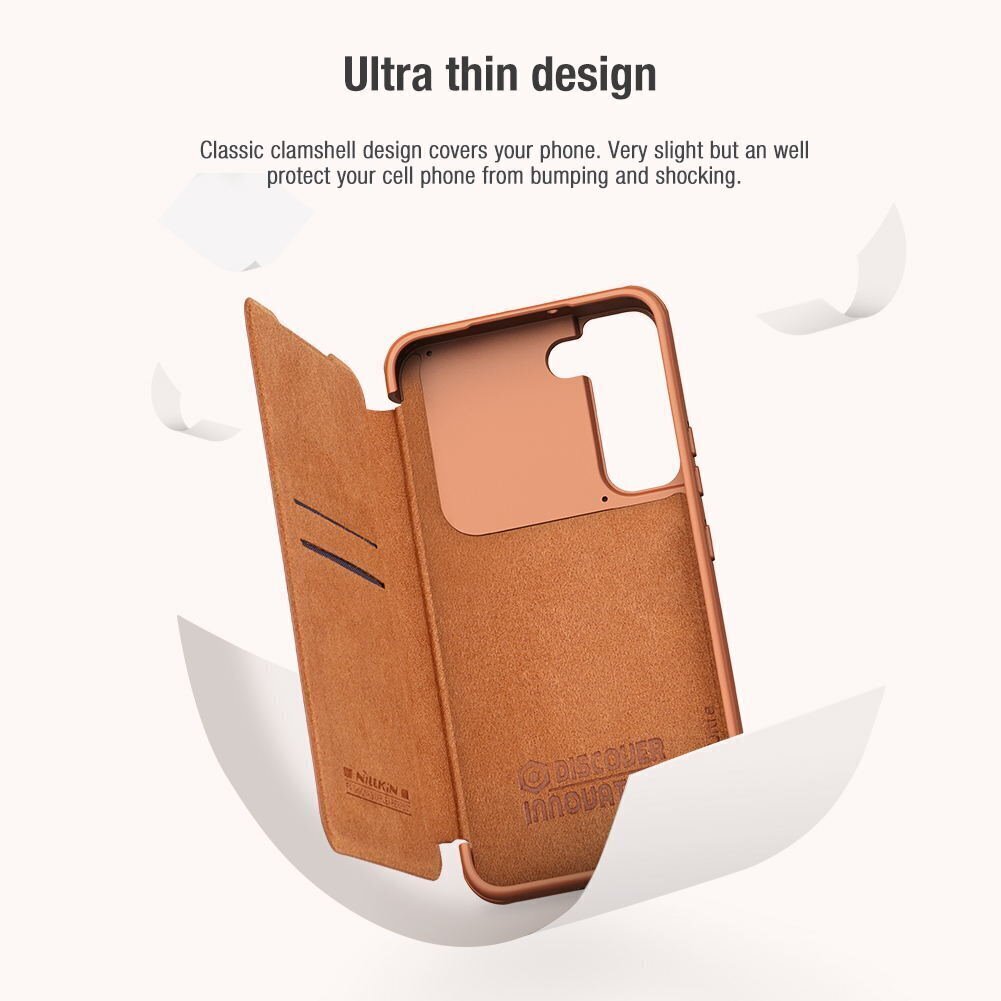 Nillkin Qin Book PRO Case for Samsung Galaxy S22 Brown цена и информация | Telefonu vāciņi, maciņi | 220.lv