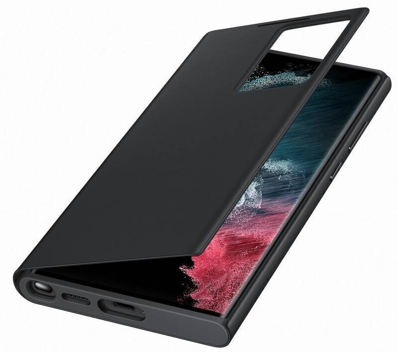 EF-ZS908CBE Samsung Clear View Case for Galaxy S22 Ultra Black cena un informācija | Telefonu vāciņi, maciņi | 220.lv