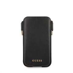 Guess PU Saffiano Pouch Script Logo S/M Black cena un informācija | Telefonu vāciņi, maciņi | 220.lv