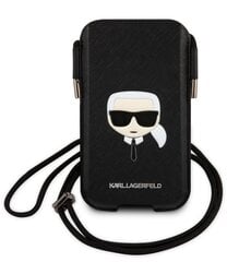 Karl Lagerfeld Head Saffiano PU Pouch S/M Black cena un informācija | Telefonu vāciņi, maciņi | 220.lv