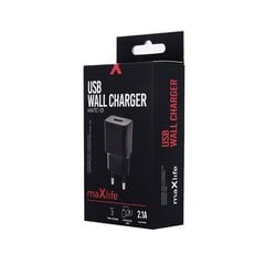 Maxlife MXTC-01 charger 1x USB 2.1A black cena un informācija | Lādētāji un adapteri | 220.lv