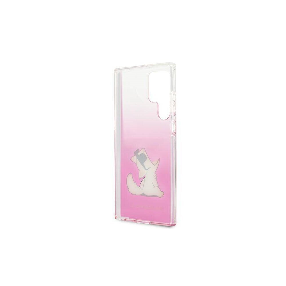 Karl Largerfeld case for Samsung Galaxy S22 Ultra KLHCS22LCFNRCPI pink hard case Choupette Eat Gradient cena un informācija | Telefonu vāciņi, maciņi | 220.lv