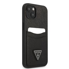 Guess Saffiano Double Card Case for iPhone 13 mini Black cena un informācija | Telefonu vāciņi, maciņi | 220.lv