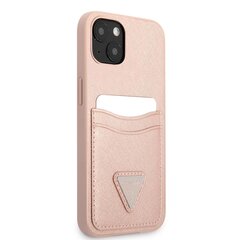 Guess Saffiano Double Card Case for iPhone 13 mini Pink cena un informācija | Telefonu vāciņi, maciņi | 220.lv