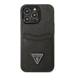 Guess Saffiano Double Card Case for iPhone 13 Pro Black cena un informācija | Telefonu vāciņi, maciņi | 220.lv