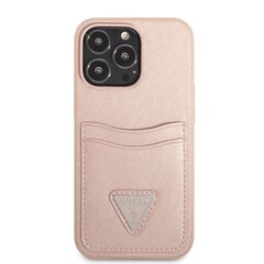 Guess Saffiano Double Card Case for iPhone 13 Pro Pink cena un informācija | Telefonu vāciņi, maciņi | 220.lv