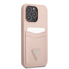 Guess Saffiano Double Card Case for iPhone 13 Pro Max Pink cena un informācija | Telefonu vāciņi, maciņi | 220.lv