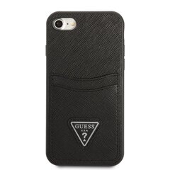 Guess Saffiano Double Card Case for iPhone 7/8/SE2020/SE2022 Black cena un informācija | Telefonu vāciņi, maciņi | 220.lv