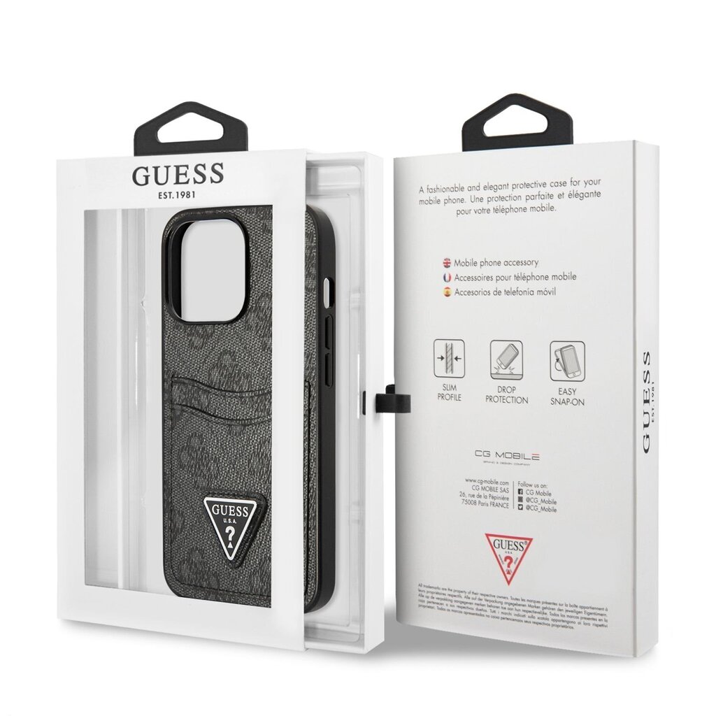 Guess 4G Saffiano Double Card Case for iPhone 13 Pro Black цена и информация | Telefonu vāciņi, maciņi | 220.lv