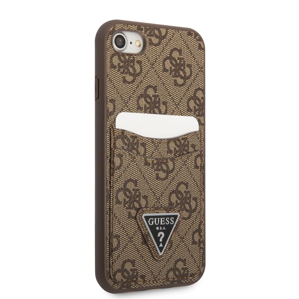 Guess 4G Saffiano Double Card Case for iPhone 7/8/SE2020/SE2022 Brown cena un informācija | Telefonu vāciņi, maciņi | 220.lv