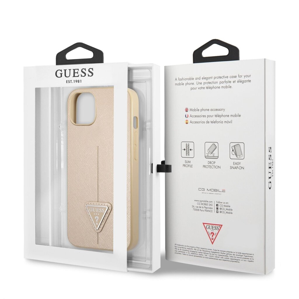 Guess PU Saffiano Triangle Case for iPhone 13 mini Beige цена и информация | Telefonu vāciņi, maciņi | 220.lv