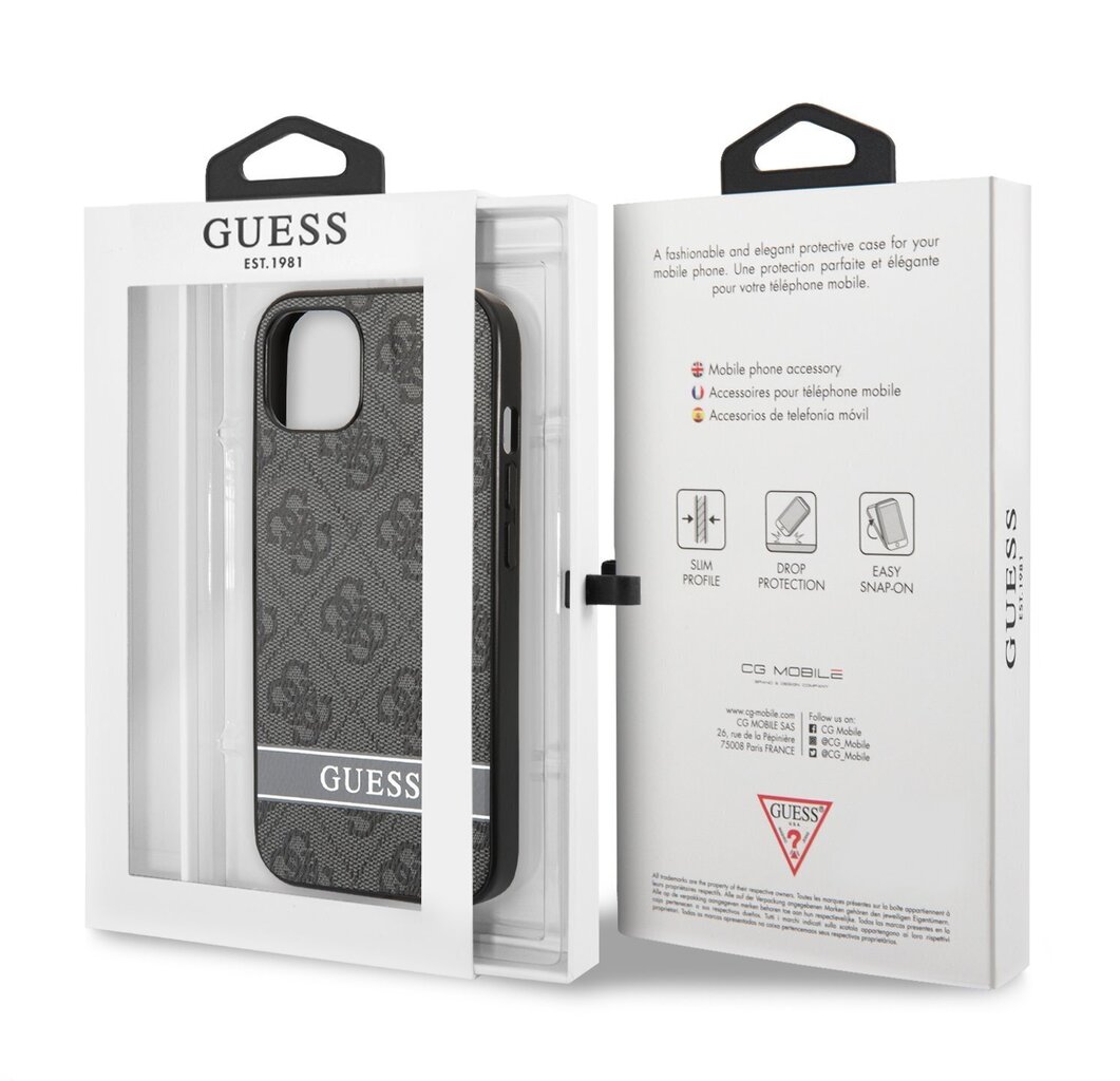 Guess PU 4G Stripe Case for iPhone 13 Grey цена и информация | Telefonu vāciņi, maciņi | 220.lv