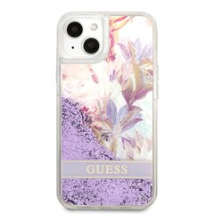 Guess Liquid Glitter Flower Case for iPhone 13 mini Purple cena un informācija | Telefonu vāciņi, maciņi | 220.lv