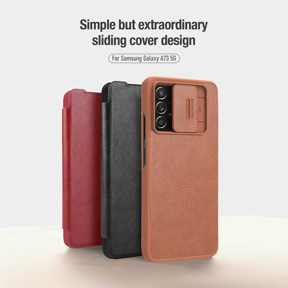 Nillkin Qin Book PRO Case for Samsung Galaxy A73 5G Brown cena un informācija | Telefonu vāciņi, maciņi | 220.lv