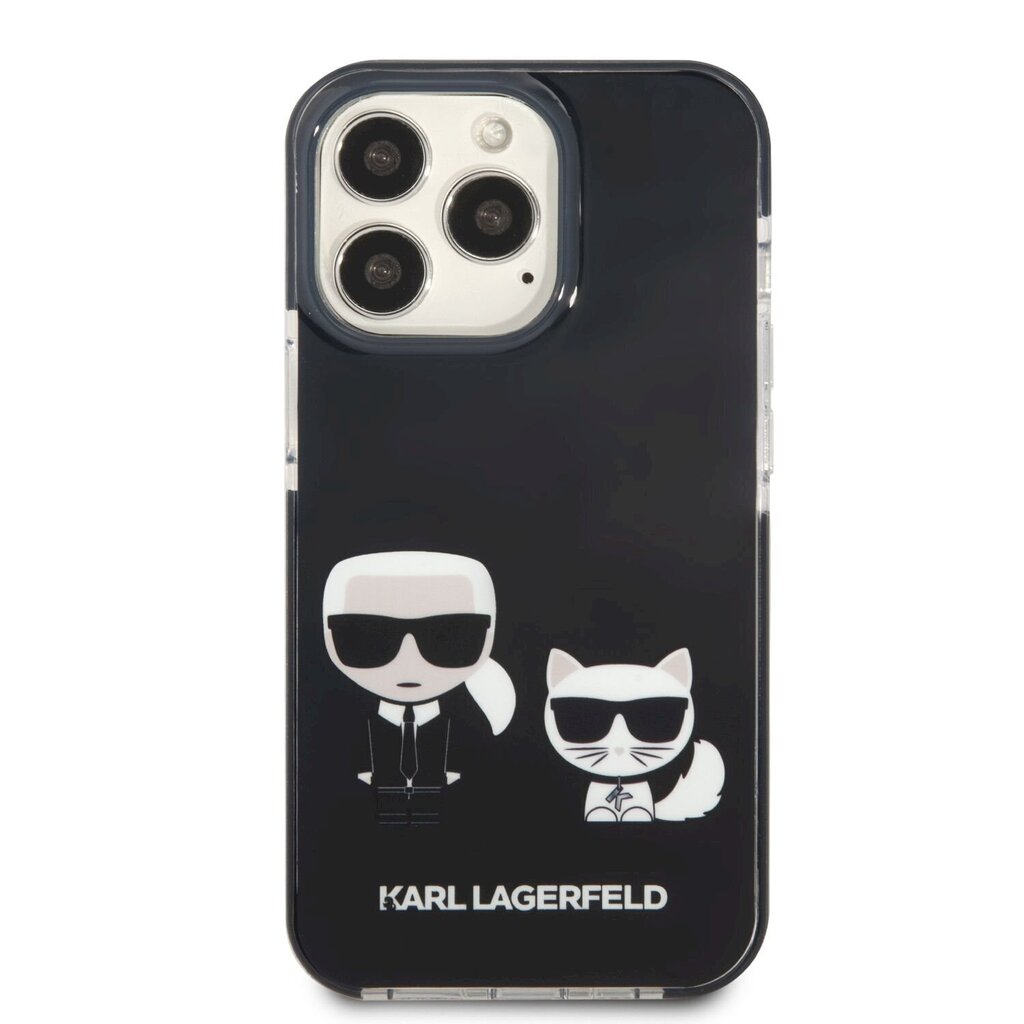 Karl Lagerfeld TPE Karl and Choupette maciņš, piemērots iPhone 13 Pro, melns cena un informācija | Telefonu vāciņi, maciņi | 220.lv