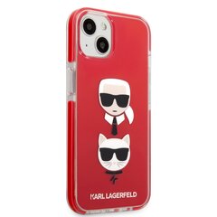 Karl Lagerfeld TPE Karl and Choupette Heads maciņš, piemērots iPhone 13 mini, sarkans cena un informācija | Telefonu vāciņi, maciņi | 220.lv