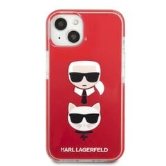 Karl Lagerfeld TPE Karl and Choupette Heads maciņš, piemērots iPhone 13 mini, sarkans cena un informācija | Telefonu vāciņi, maciņi | 220.lv