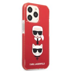 Karl Lagerfeld TPE Karl and Choupette Heads maciņš, piemērots iPhone 13 Pro, sarkans cena un informācija | Telefonu vāciņi, maciņi | 220.lv