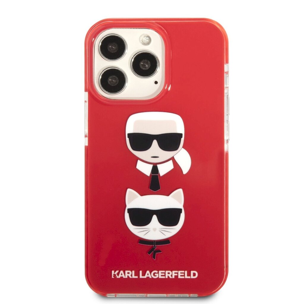 Karl Lagerfeld TPE Karl and Choupette Heads maciņš, piemērots iPhone 13 Pro, sarkans cena un informācija | Telefonu vāciņi, maciņi | 220.lv