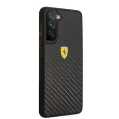 Ferrari Real Carbon Hard maciņš, piemērots Samsung Galaxy S21 FE 5G, melns cena un informācija | Telefonu vāciņi, maciņi | 220.lv