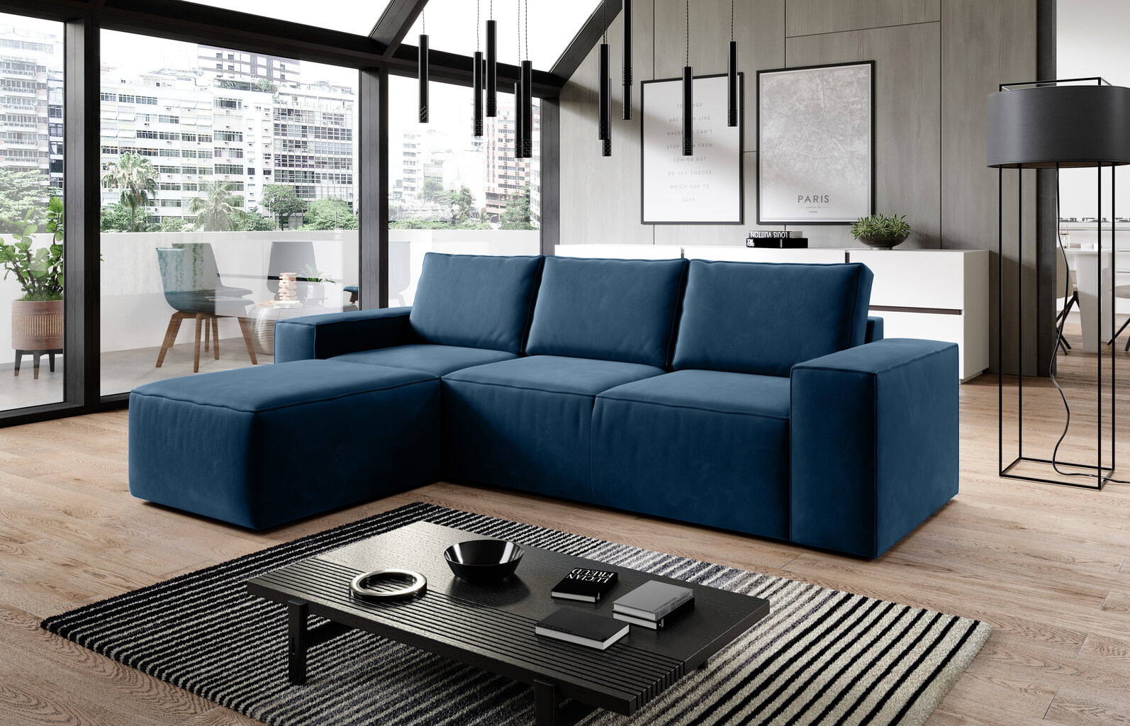 Stūra dīvāns NORE Silla Lukso 40, zils cena un informācija | Stūra dīvāni | 220.lv