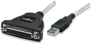 Pārveidotājs-adapteris Manhattan USB į LPT DB25 Parallel M / F 1.8m cena un informācija | Kabeļi un vadi | 220.lv