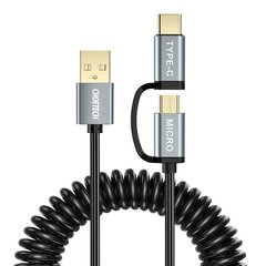 Choetech 2in1 USB - USB Type C / micro USB charging data cable 1,2m black (XAC-0012-101BK) cena un informācija | Savienotājkabeļi | 220.lv