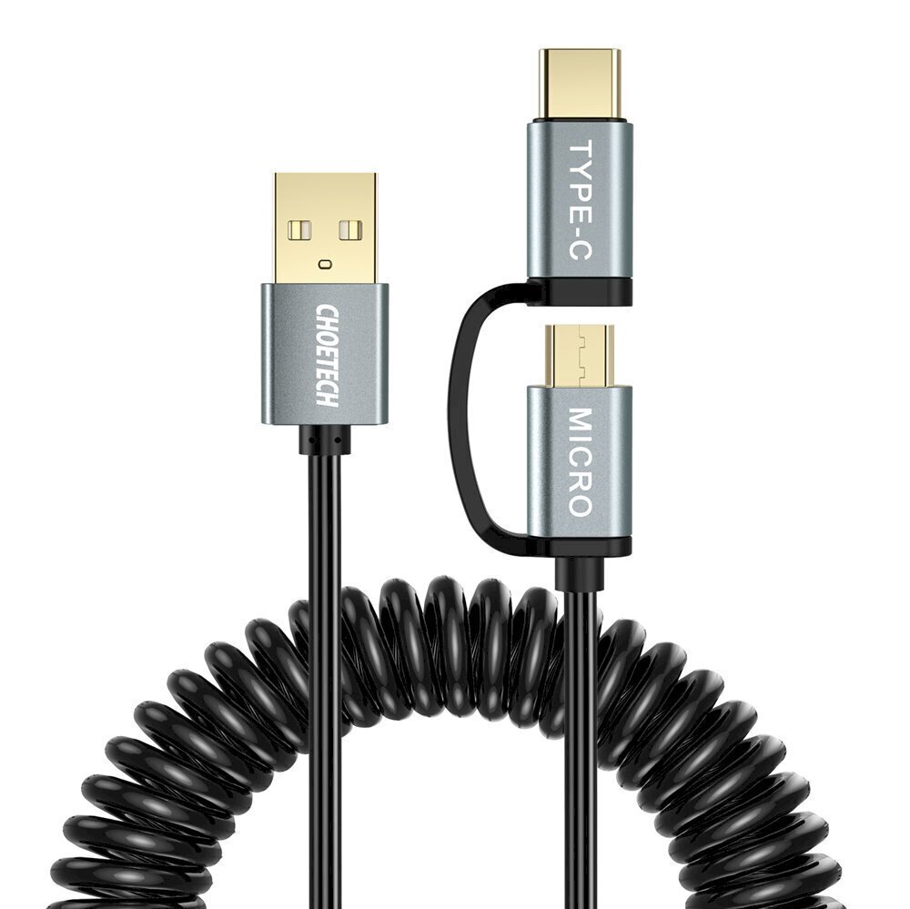 Choetech 2in1 USB - USB Type C / micro USB charging data cable 1,2m black (XAC-0012-101BK) цена и информация | Savienotājkabeļi | 220.lv