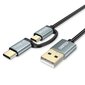 Choetech 2in1 USB - USB Type C / micro USB charging data cable 1,2m black (XAC-0012-101BK) цена и информация | Savienotājkabeļi | 220.lv