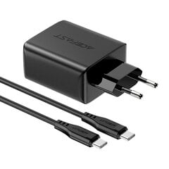 Acefast 2in1 charger 2x USB Type C / USB 65W, PD, QC 3.0, AFC, FCP (set with cable) black (A13 black) цена и информация | Зарядные устройства для телефонов | 220.lv