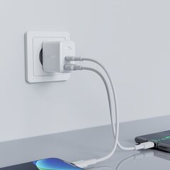 Acefast wall charger USB Type C / USB 32W, PPS, PD, QC 3.0, AFC, FCP white (A5 white) цена и информация | Зарядные устройства для телефонов | 220.lv