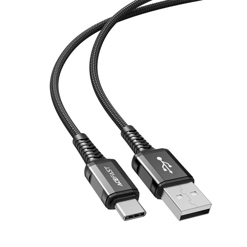 Acefast USB cable - USB Type C 1.2m, 3A black (C1-04 black) cena un informācija | Savienotājkabeļi | 220.lv