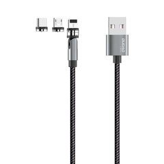 Dudao Foldable Magnetic USB Cable + Lightning / USB Type C / Micro USB Tip Kit 3 A 1 m Gray (L9Pro gray) цена и информация | Кабели для телефонов | 220.lv