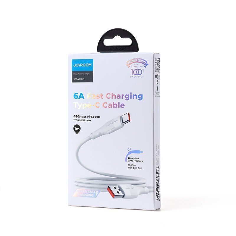 Joyroom USB cable - USB Type C for fast charging / data transmission 6A 1m white (S-1060M12) cena un informācija | Savienotājkabeļi | 220.lv