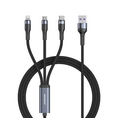 Joyroom 3in1 USB cable - USB Type C / micro USB / Lightning 66W 6A 1.2m black (S-1260G5) cena un informācija | Savienotājkabeļi | 220.lv