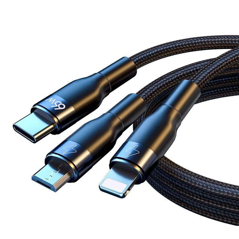 Joyroom 3in1 USB cable - USB Type C / micro USB / Lightning 66W 6A 1.2m black (S-1260G5) cena un informācija | Savienotājkabeļi | 220.lv